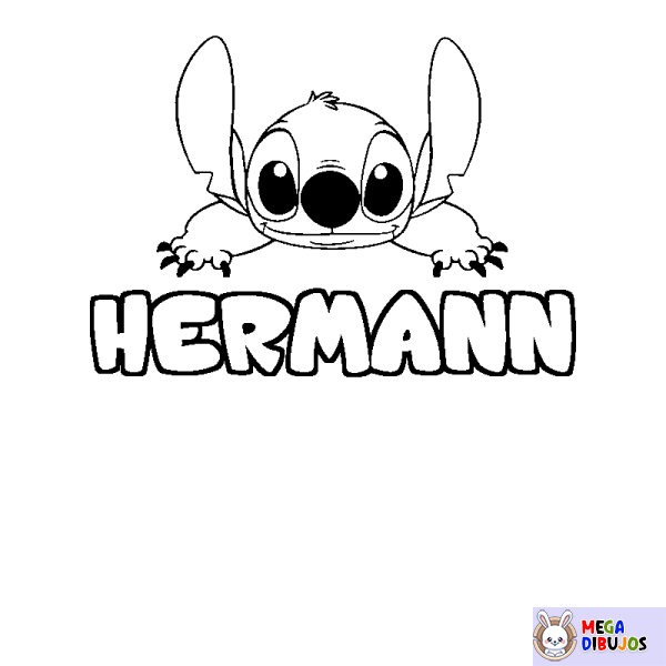 Coloración del nombre HERMANN - decorado Stitch