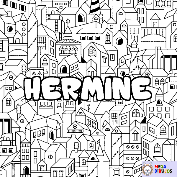 Coloración del nombre HERMINE - decorado ciudad