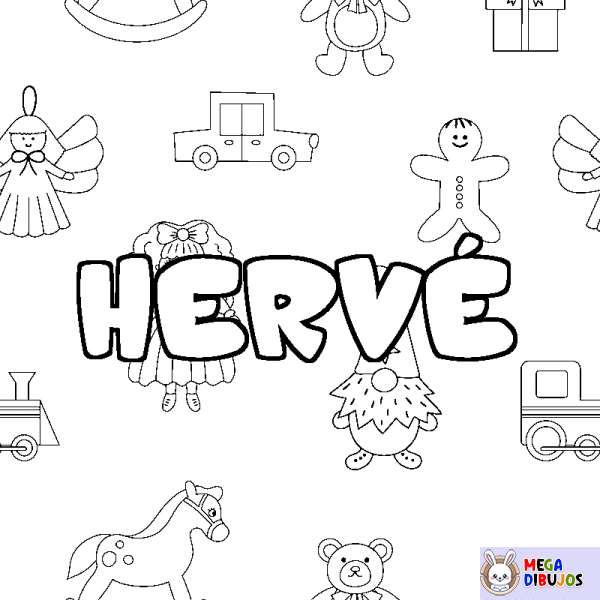 Coloración del nombre HERV&Eacute; - decorado juguetes