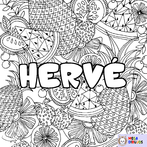 Coloración del nombre HERV&Eacute; - decorado mandala de frutas