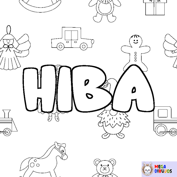 Coloración del nombre HIBA - decorado juguetes