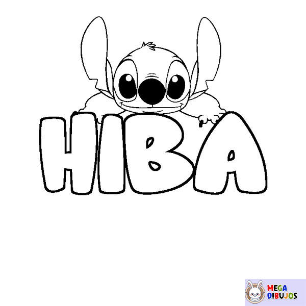 Coloración del nombre HIBA - decorado Stitch