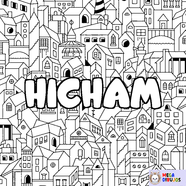 Coloración del nombre HICHAM - decorado ciudad