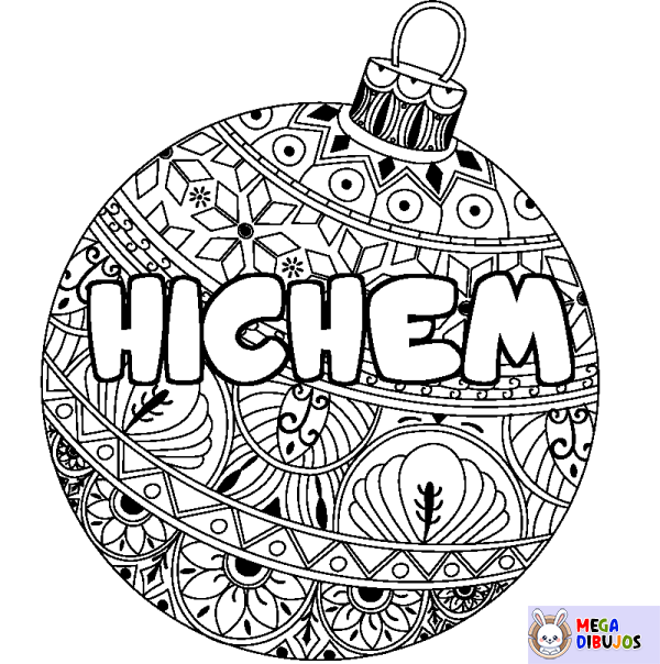 Coloración del nombre HICHEM - decorado bola de Navidad