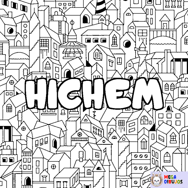 Coloración del nombre HICHEM - decorado ciudad