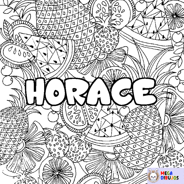 Coloración del nombre HORACE - decorado mandala de frutas