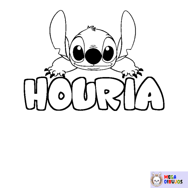 Coloración del nombre HOURIA - decorado Stitch