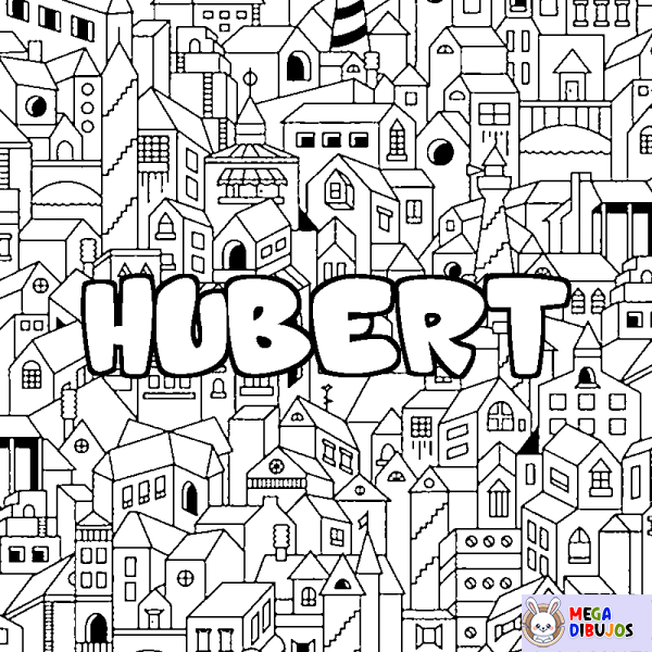 Coloración del nombre HUBERT - decorado ciudad