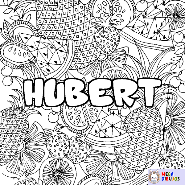 Coloración del nombre HUBERT - decorado mandala de frutas