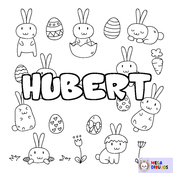 Coloración del nombre HUBERT - decorado Pascua