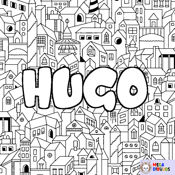 Coloración del nombre HUGO - decorado ciudad