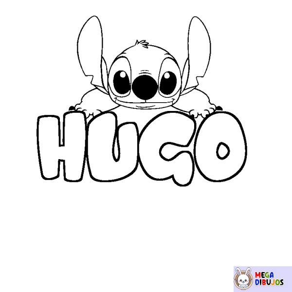 Coloración del nombre HUGO - decorado Stitch