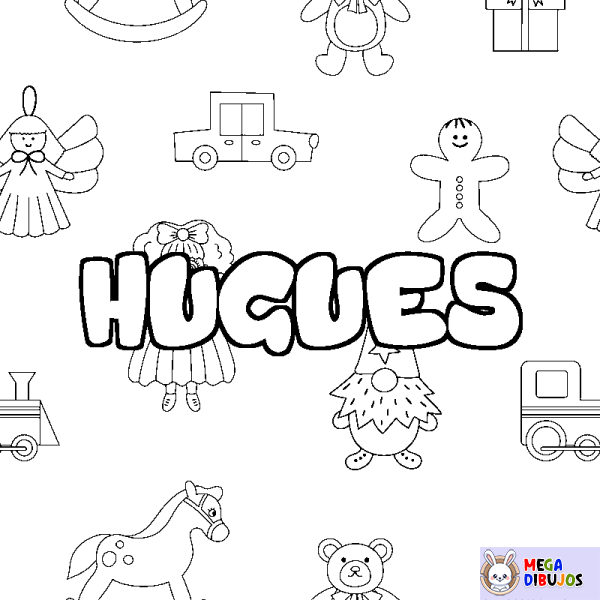 Coloración del nombre HUGUES - decorado juguetes