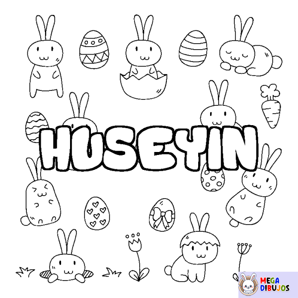 Coloración del nombre HUSEYIN - decorado Pascua