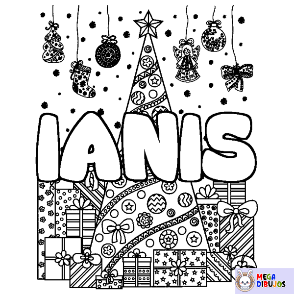 Coloración del nombre IANIS - decorado &aacute;rbol de Navidad y regalos