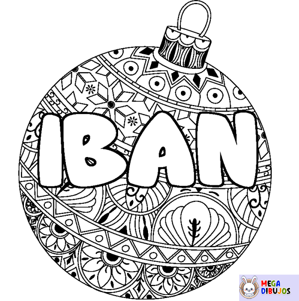 Coloración del nombre IBAN - decorado bola de Navidad