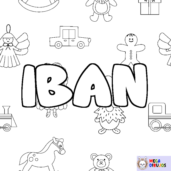 Coloración del nombre IBAN - decorado juguetes