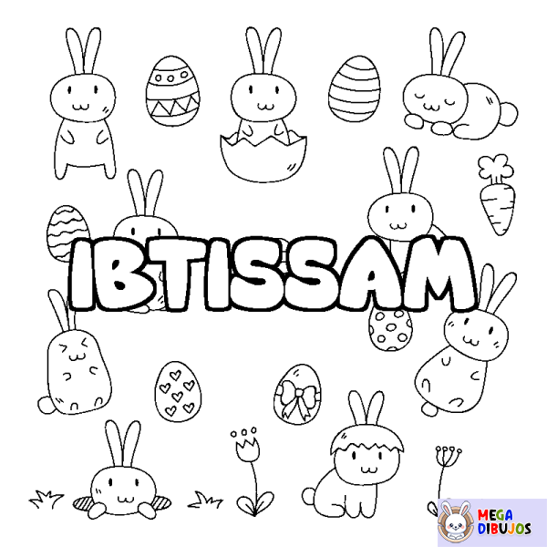 Coloración del nombre IBTISSAM - decorado Pascua