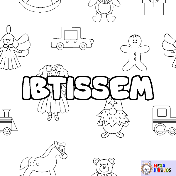 Coloración del nombre IBTISSEM - decorado juguetes