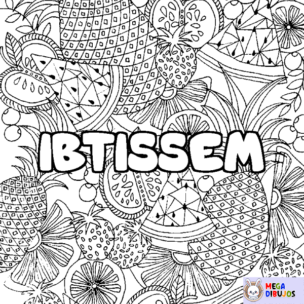 Coloración del nombre IBTISSEM - decorado mandala de frutas