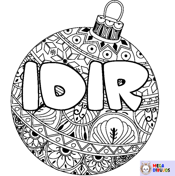 Coloración del nombre IDIR - decorado bola de Navidad