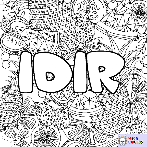 Coloración del nombre IDIR - decorado mandala de frutas