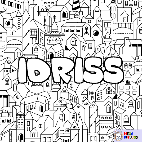 Coloración del nombre IDRISS - decorado ciudad