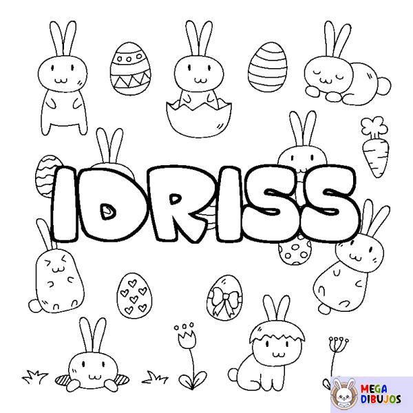 Coloración del nombre IDRISS - decorado Pascua