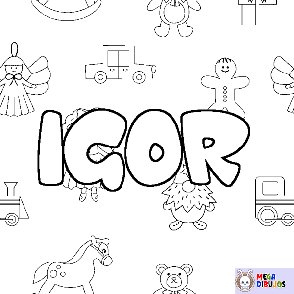 Coloración del nombre IGOR - decorado juguetes