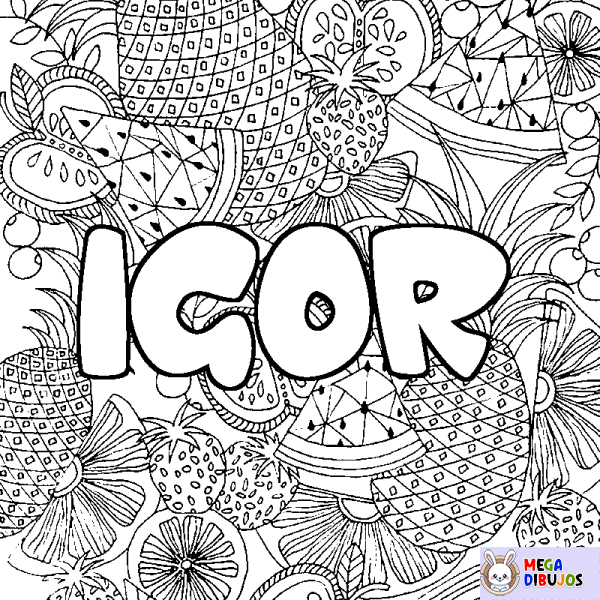 Coloración del nombre IGOR - decorado mandala de frutas