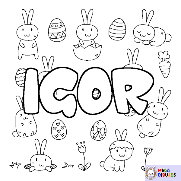 Coloración del nombre IGOR - decorado Pascua