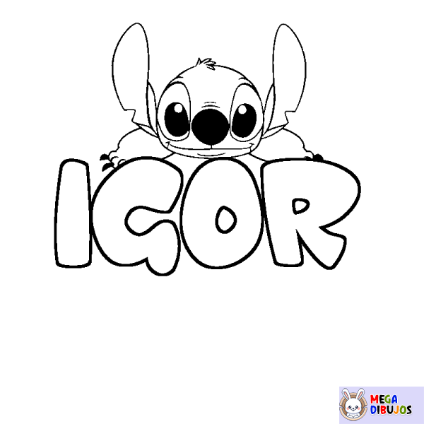 Coloración del nombre IGOR - decorado Stitch