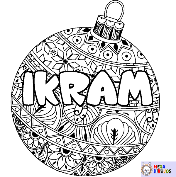 Coloración del nombre IKRAM - decorado bola de Navidad