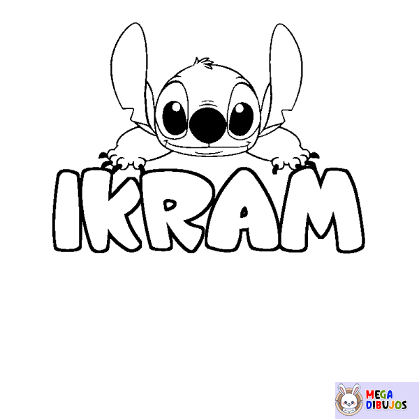Coloración del nombre IKRAM - decorado Stitch