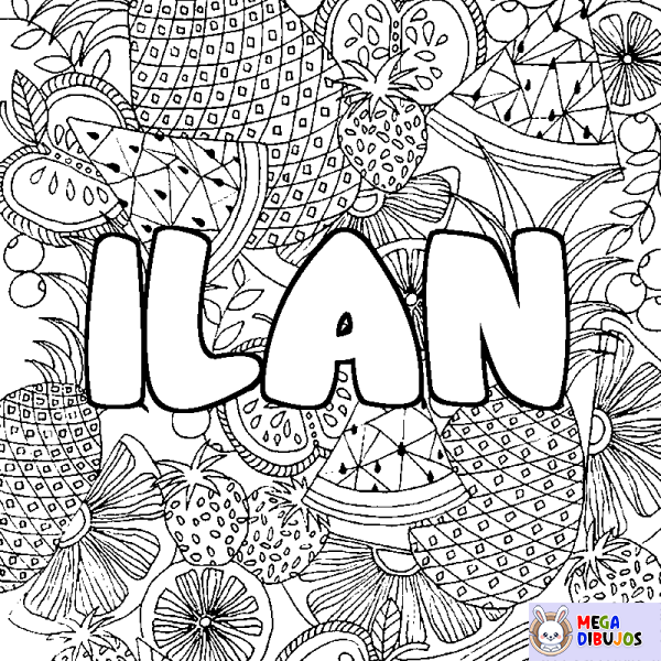 Coloración del nombre ILAN - decorado mandala de frutas