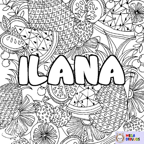 Coloración del nombre ILANA - decorado mandala de frutas