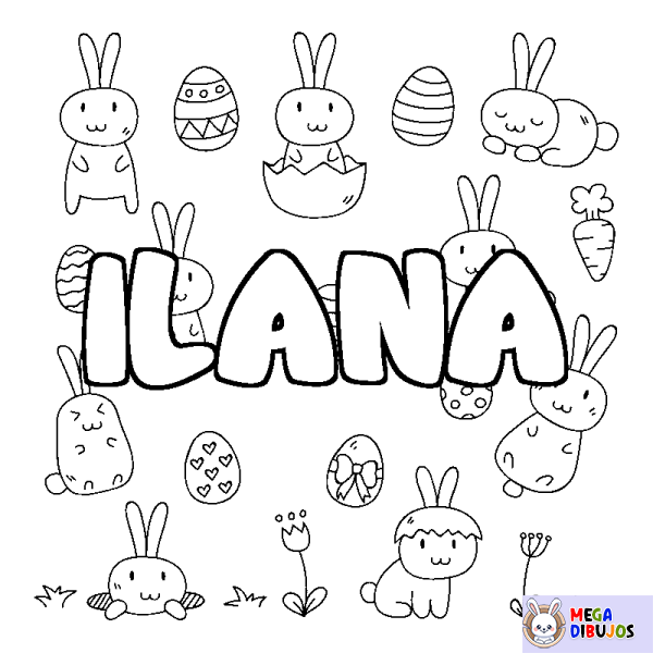Coloración del nombre ILANA - decorado Pascua