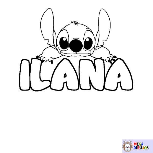 Coloración del nombre ILANA - decorado Stitch