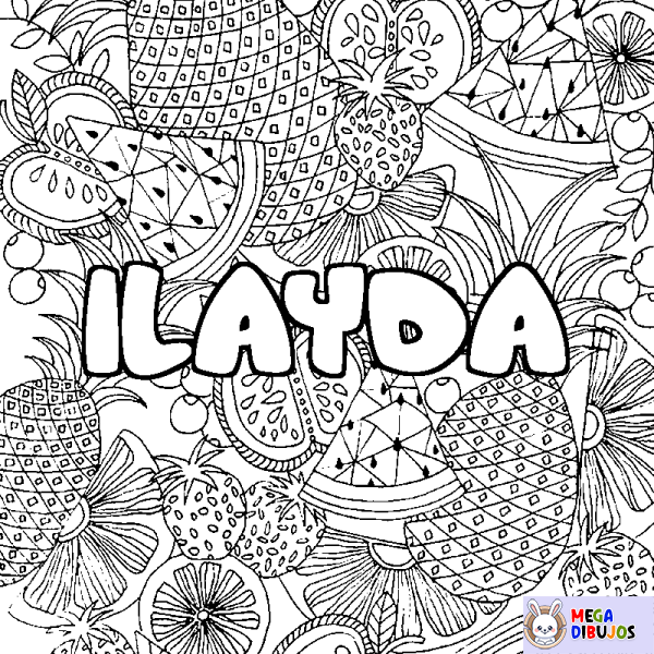 Coloración del nombre ILAYDA - decorado mandala de frutas