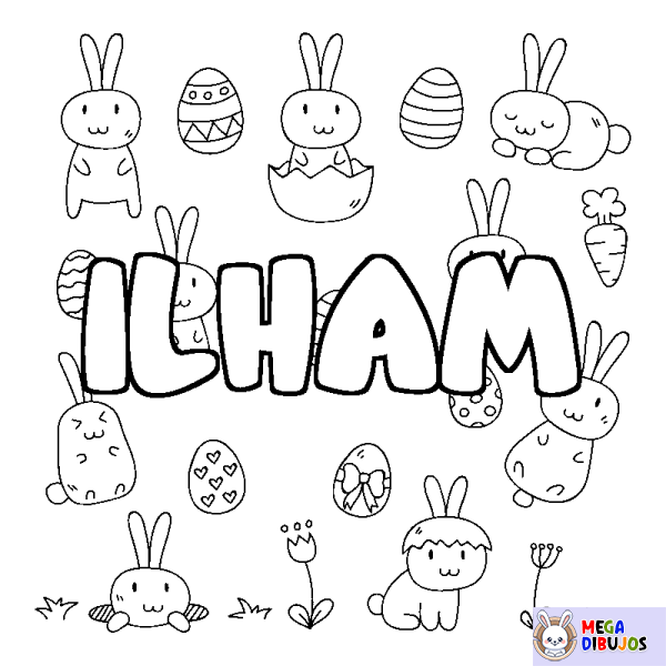 Coloración del nombre ILHAM - decorado Pascua