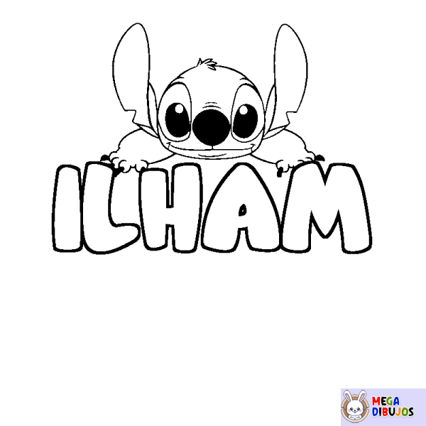 Coloración del nombre ILHAM - decorado Stitch