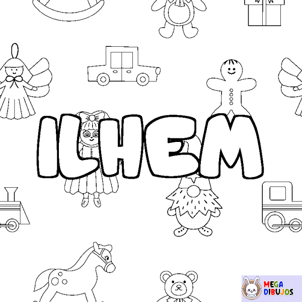 Coloración del nombre ILHEM - decorado juguetes