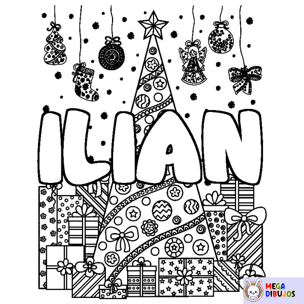 Coloración del nombre ILIAN - decorado &aacute;rbol de Navidad y regalos