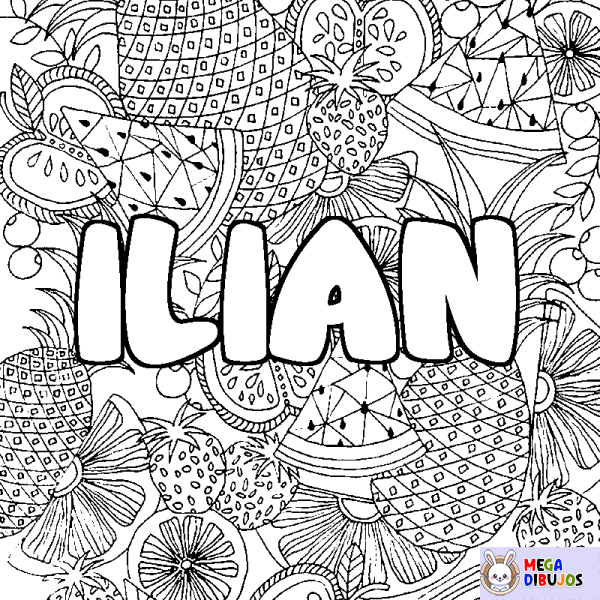 Coloración del nombre ILIAN - decorado mandala de frutas