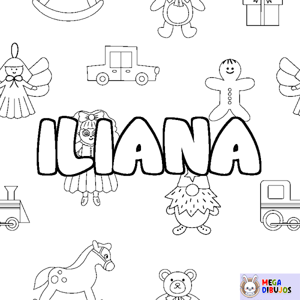 Coloración del nombre ILIANA - decorado juguetes