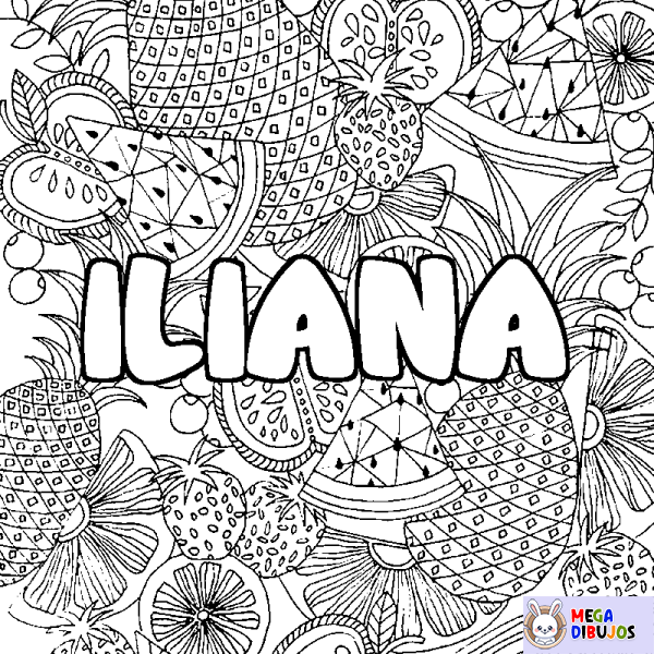 Coloración del nombre ILIANA - decorado mandala de frutas