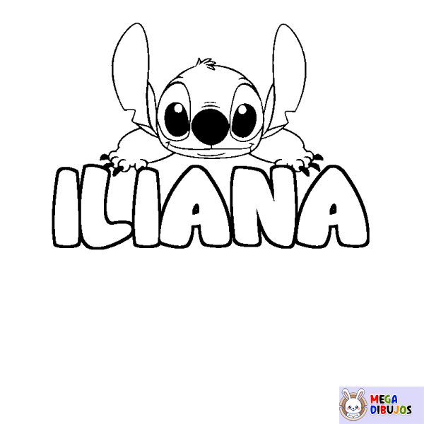 Coloración del nombre ILIANA - decorado Stitch