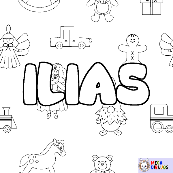 Coloración del nombre ILIAS - decorado juguetes