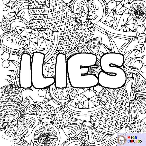 Coloración del nombre ILIES - decorado mandala de frutas