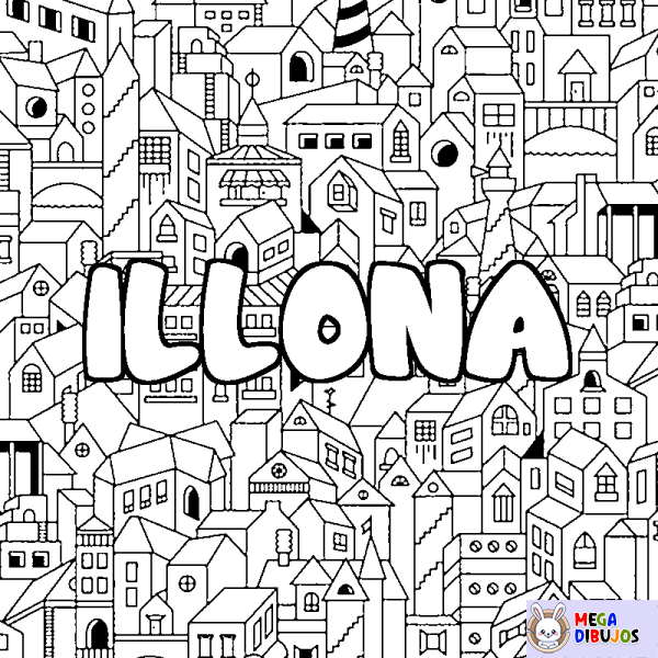 Coloración del nombre ILLONA - decorado ciudad